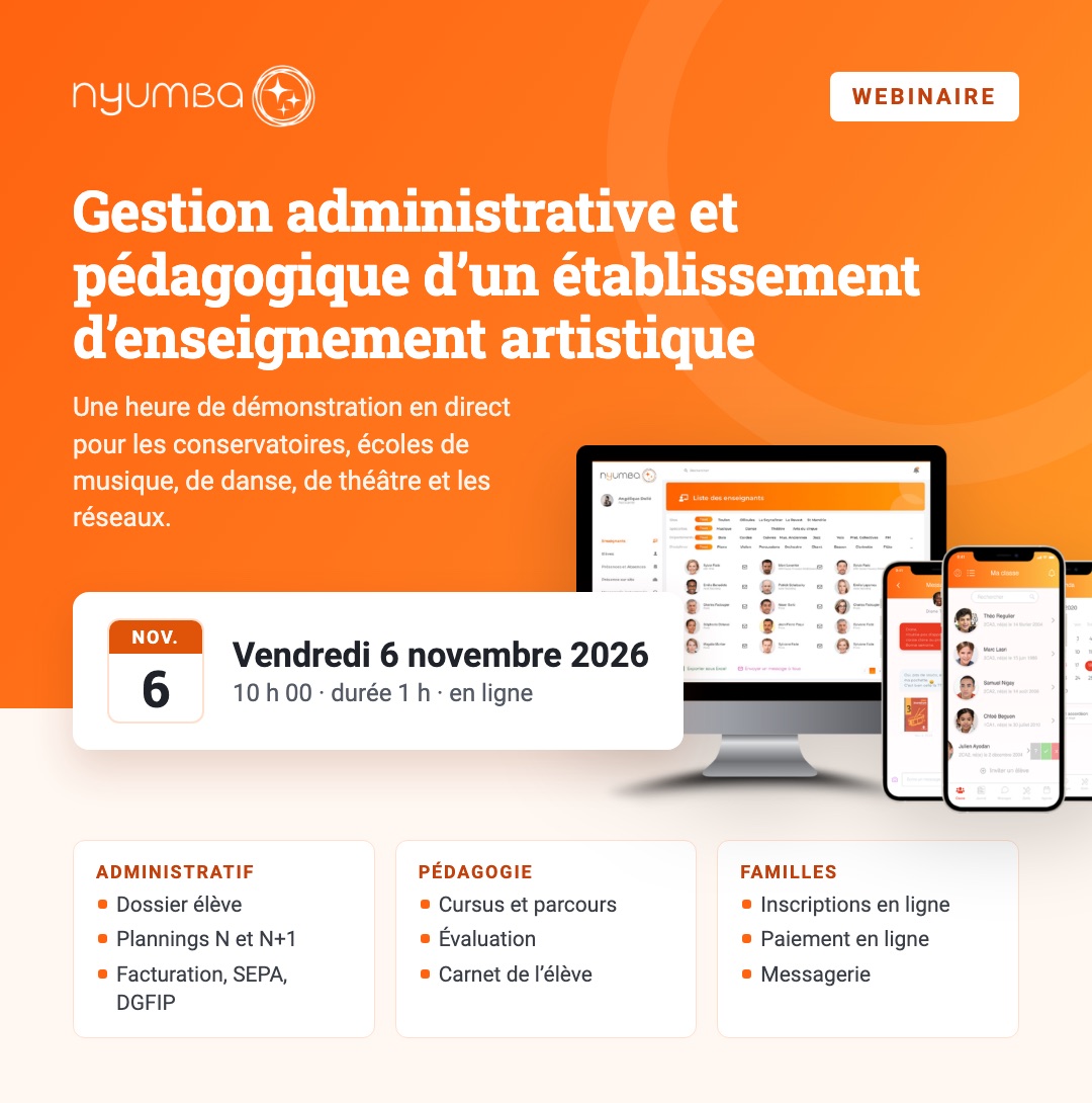 Webinaire Nyumba du vendredi 6 novembre 2026 à 10 h, en ligne, durée 1 heure : administratif, pédagogie, familles.
