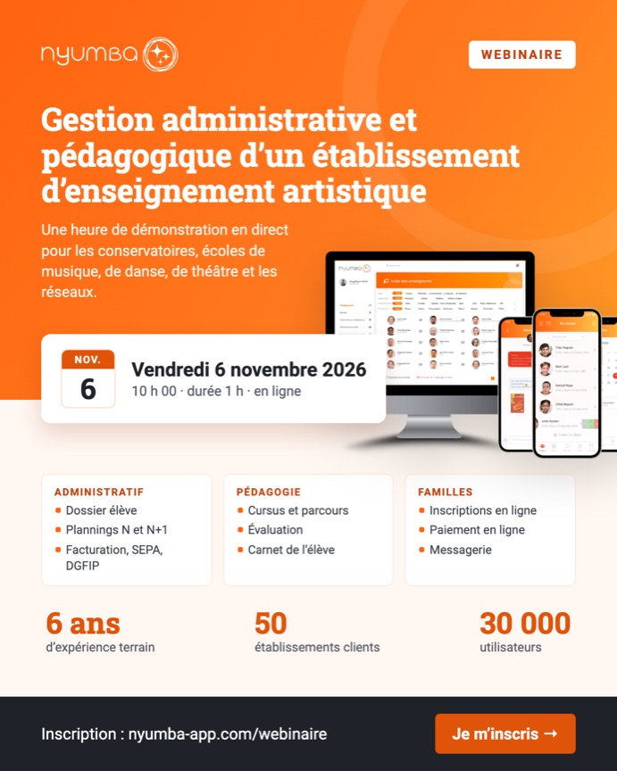 Webinaire Nyumba du vendredi 6 novembre 2026 à 10 h, en ligne, durée 1 heure : administratif, pédagogie, familles.